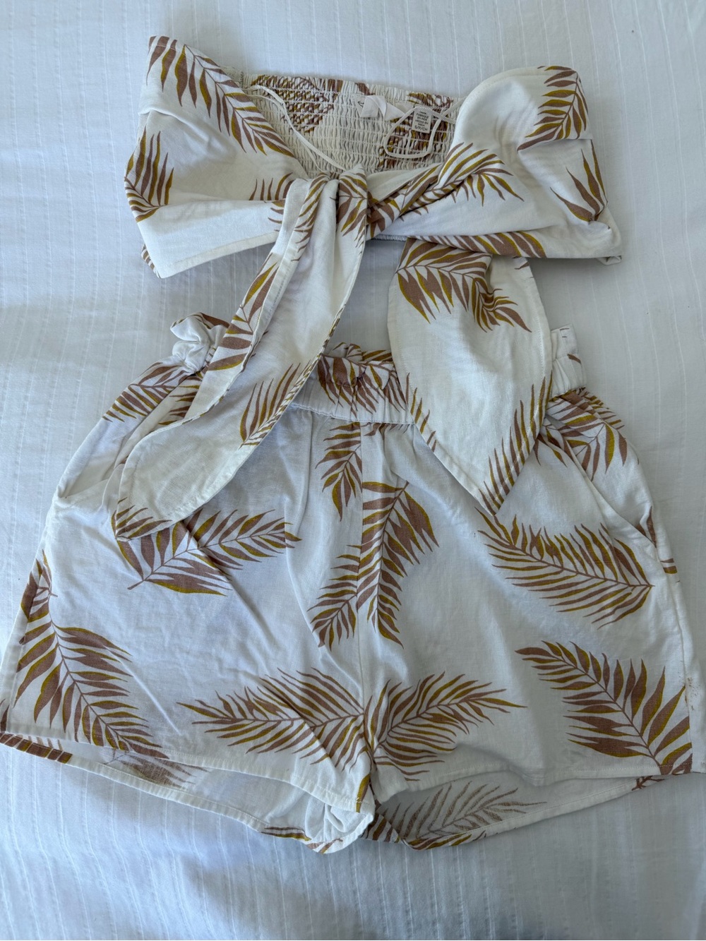 Billabong Cream Set with Brown Palm Print